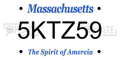 5KTZ59 Massachusetts License Plate