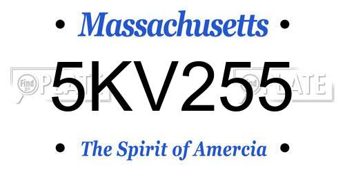 5KV255 Massachusetts License Plate