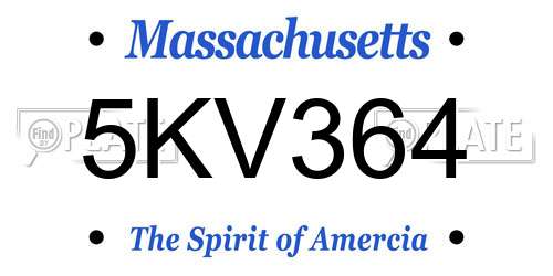 5KV364 Massachusetts License Plate