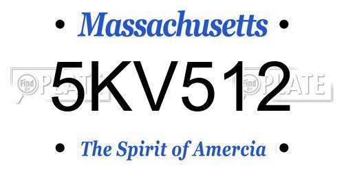 5KV512 Massachusetts License Plate