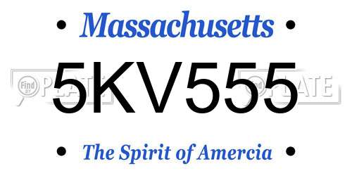 5KV555 Massachusetts License Plate