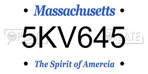 5KV645 Massachusetts License Plate