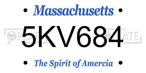 5KV684 Massachusetts License Plate