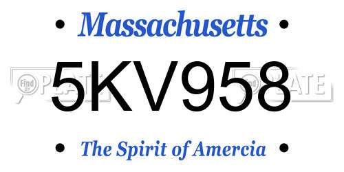 5KV958 Massachusetts License Plate