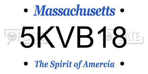 5KVB18 Massachusetts License Plate