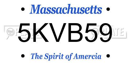 5KVB59 Massachusetts License Plate