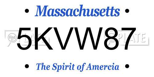 5KVW87 Massachusetts License Plate