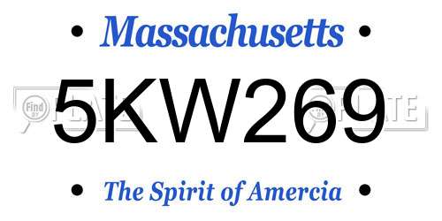 5KW269 Massachusetts License Plate