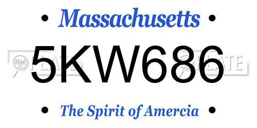 5KW686 Massachusetts License Plate