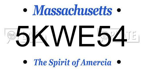 5KWE54 Massachusetts License Plate