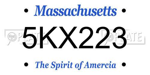 5KX223 Massachusetts License Plate