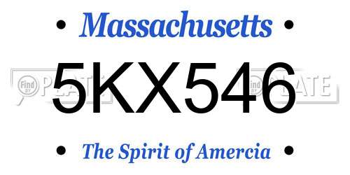 5KX546 Massachusetts License Plate