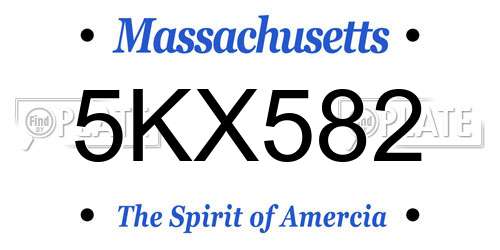 5KX582 Massachusetts License Plate