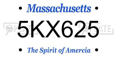 5KX625 Massachusetts License Plate