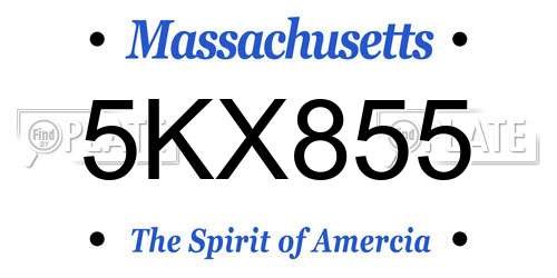 5KX855 Massachusetts License Plate