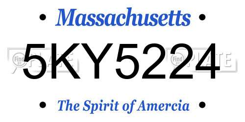 5KY5224 Massachusetts License Plate
