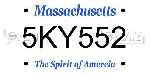 5KY552 Massachusetts License Plate