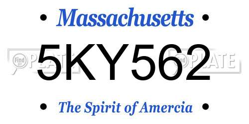 5KY562 Massachusetts License Plate