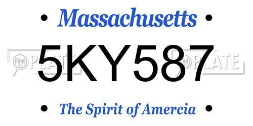 5KY587 Massachusetts License Plate