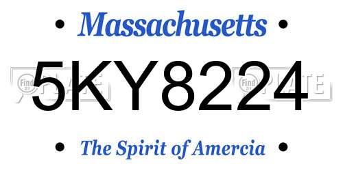 5KY8224 Massachusetts License Plate