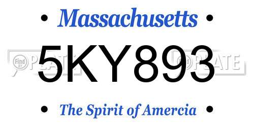 5KY893 Massachusetts License Plate