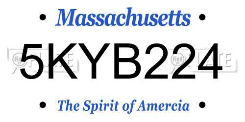 5KYB224 Massachusetts License Plate