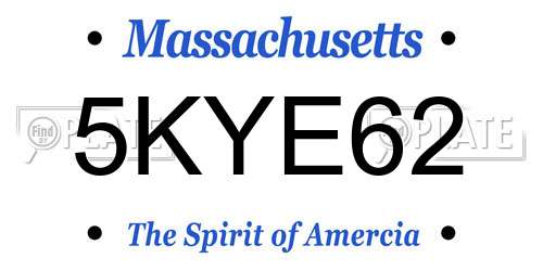 5KYE62 Massachusetts License Plate