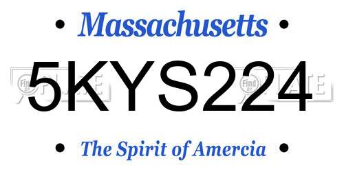 5KYS224 Massachusetts License Plate