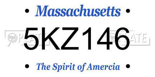 5KZ146 Massachusetts License Plate