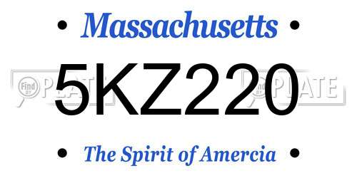 5KZ220 Massachusetts License Plate