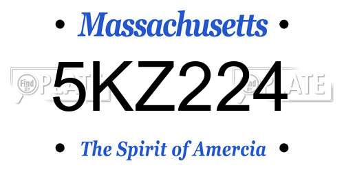 5KZ224 Massachusetts License Plate