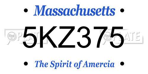 5KZ375 Massachusetts License Plate