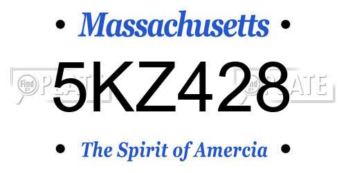 5KZ428 Massachusetts License Plate