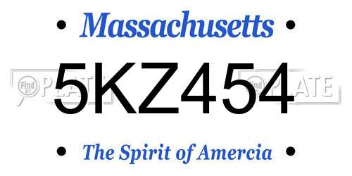 5KZ454 Massachusetts License Plate