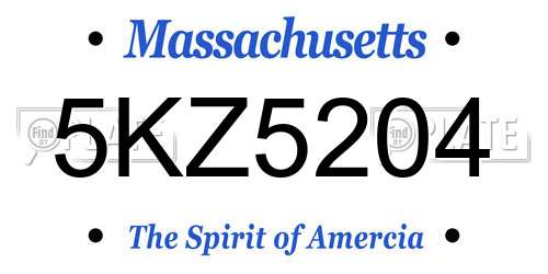 5KZ5204 Massachusetts License Plate