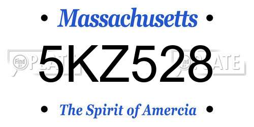 5KZ528 Massachusetts License Plate