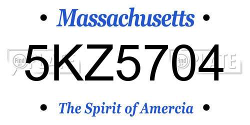 5KZ5704 Massachusetts License Plate