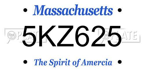 5KZ625 Massachusetts License Plate