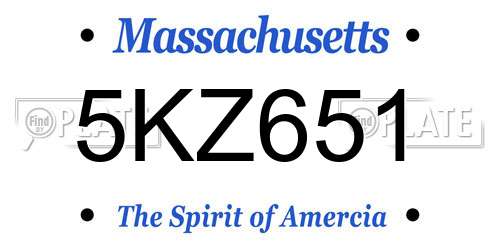 5KZ651 Massachusetts License Plate