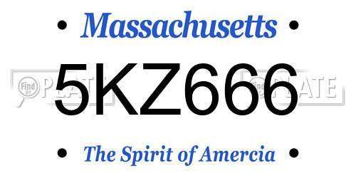 5KZ666 Massachusetts License Plate