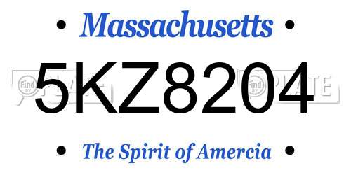 5KZ8204 Massachusetts License Plate