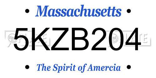 5KZB204 Massachusetts License Plate