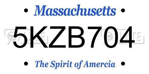 5KZB704 Massachusetts License Plate
