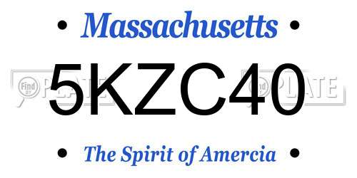 5KZC40 Massachusetts License Plate