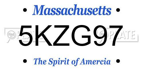 5KZG97 Massachusetts License Plate