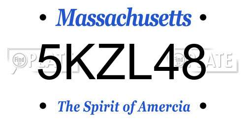 5KZL48 Massachusetts License Plate