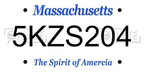 5KZS204 Massachusetts License Plate