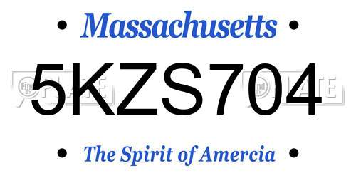 5KZS704 Massachusetts License Plate