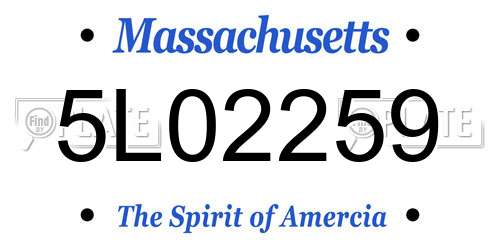 5L02259 Massachusetts License Plate