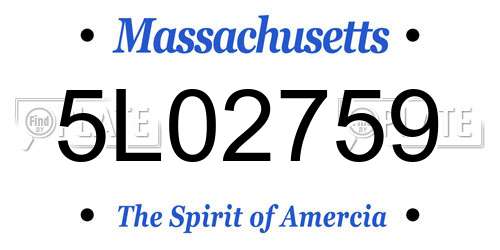 5L02759 Massachusetts License Plate